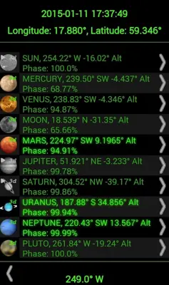 Planet Finder android App screenshot 2